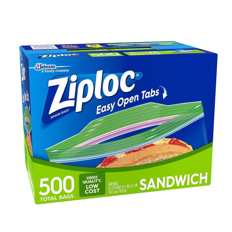 Ziploc Easy Open Tabs Sandwich Bags 125 Count (Pack of 4) - Image 1